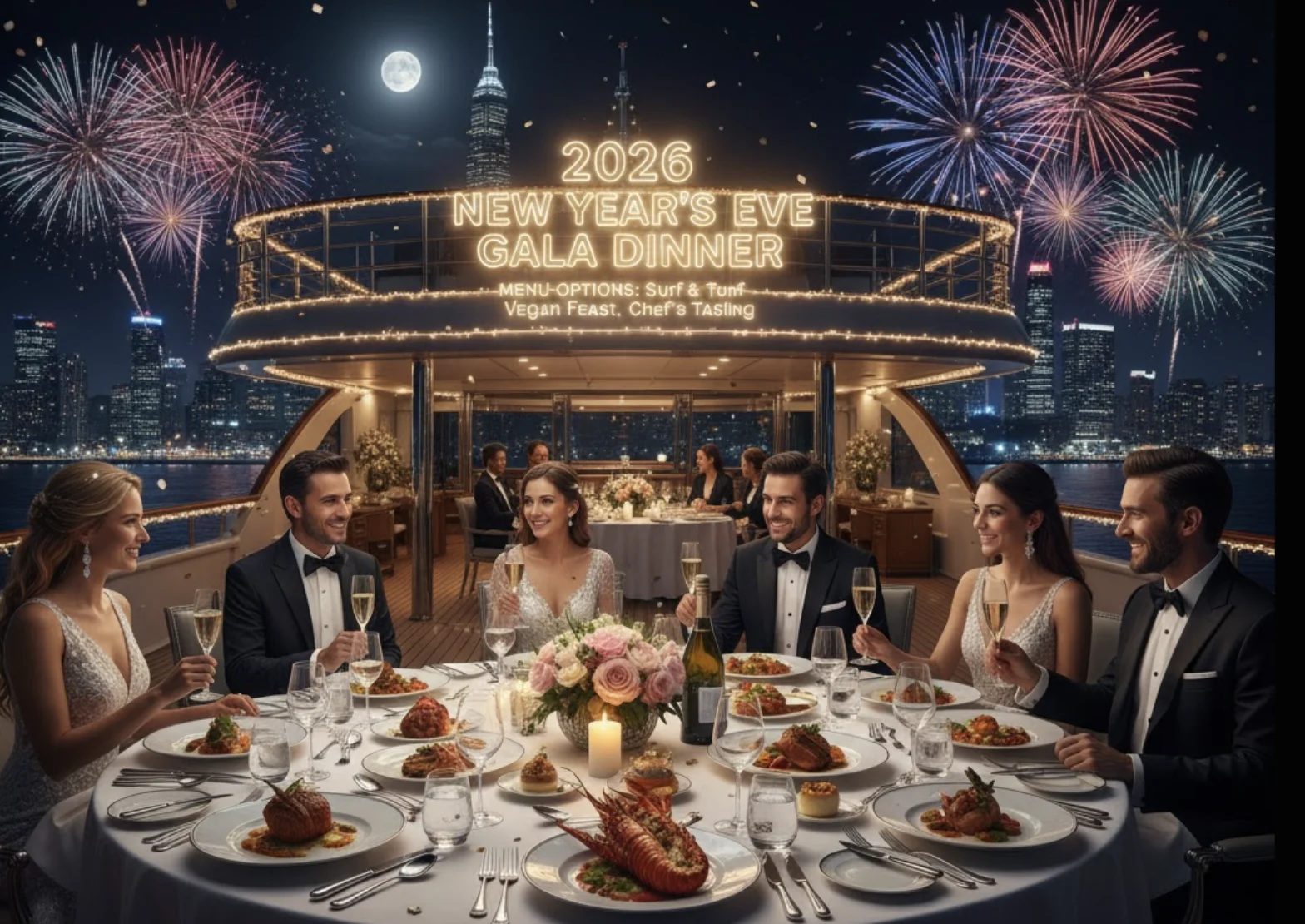 New Year’s Eve Dinner and Menu Options on the Boat – 2026